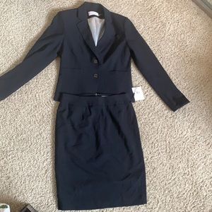 Navy Blue Calvin Klein suit jacket and skirt
